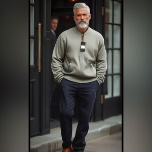 FIVE FOUR KEITH SIZE 2X MENS GRAY SWEATER CARDIGAN‎ CREW ZIP UP Nwt